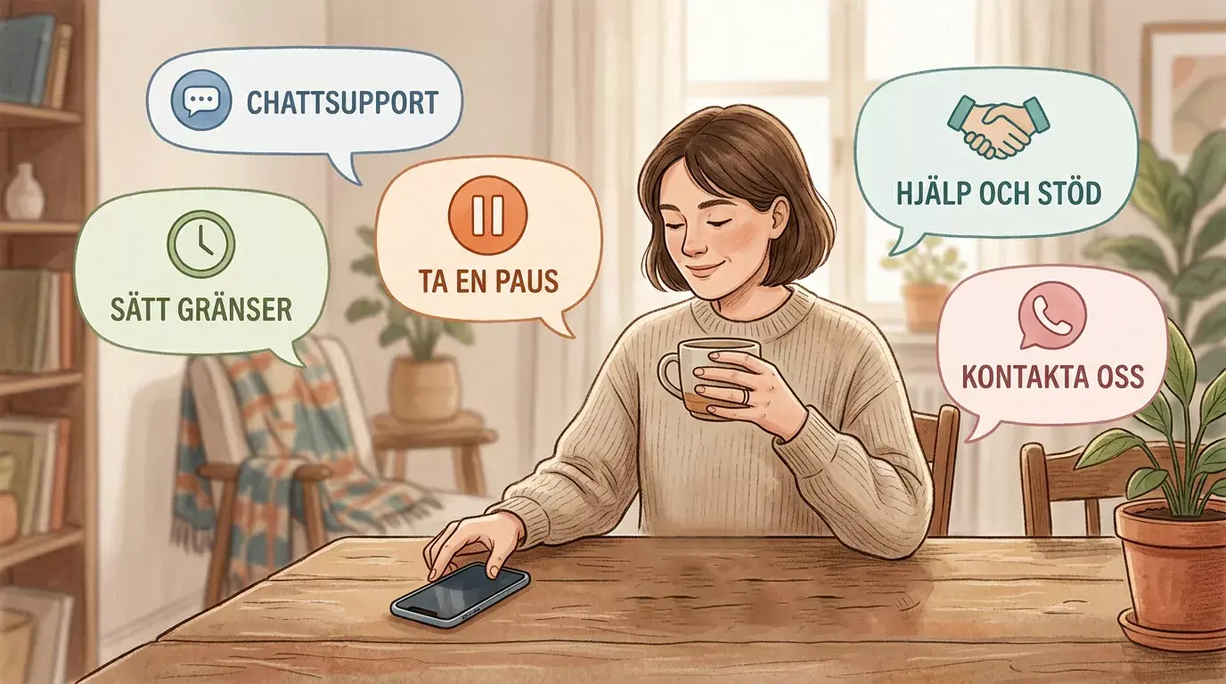 Vänlig illustration av stöd, samtal och paus från spel
